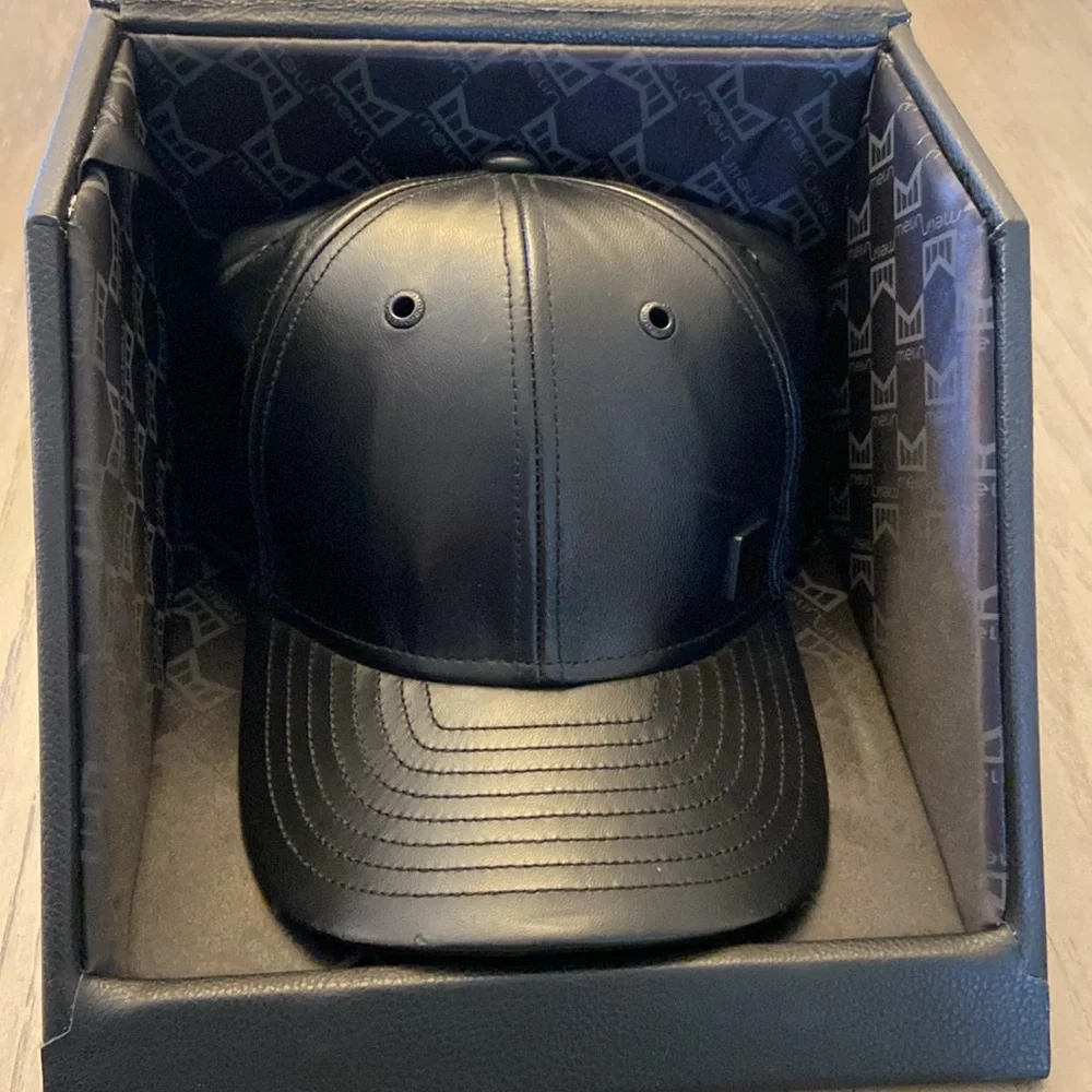 MELIN The Voyage Black Nappa Leather 6 Panel Cap.
